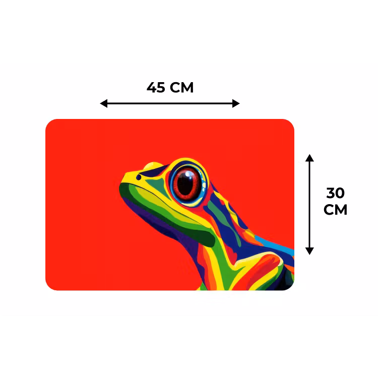 Kikker - Kleurrijk - Strepen - Ogen Placemat vinyl groot -specs