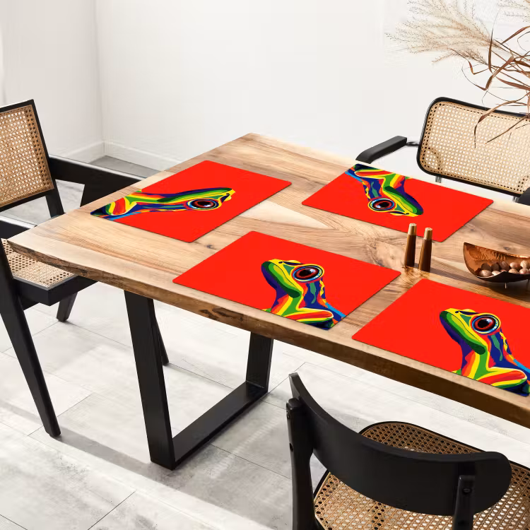 Kikker - Kleurrijk - Strepen - Ogen Placemat vinyl groot -zzsfeer4_Kitchenyeah-website