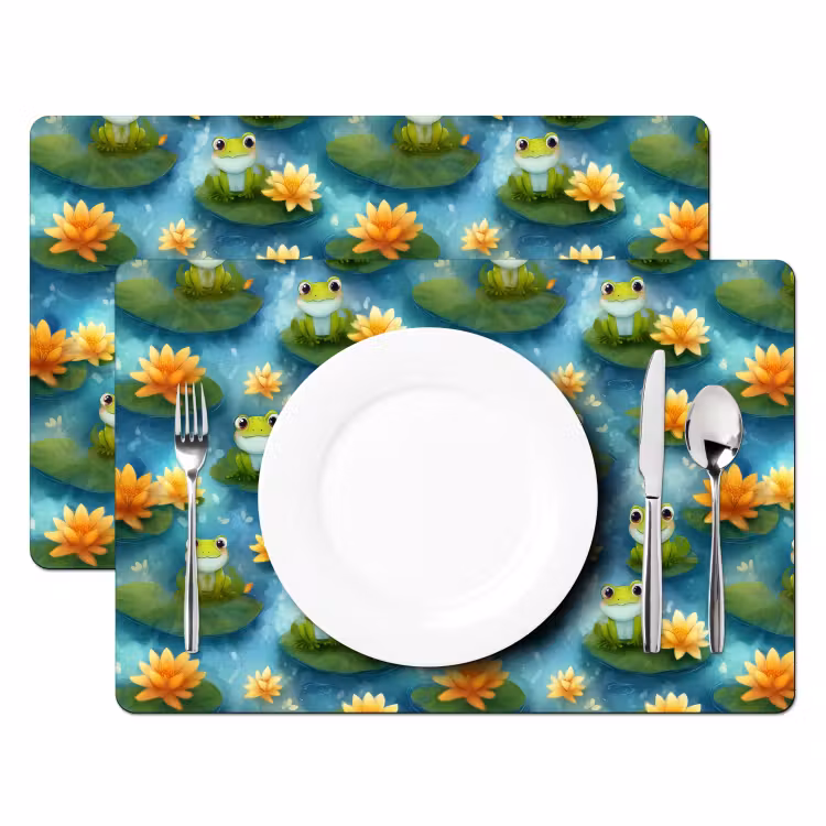 Kikker - Lelies - Groen Placemat vinyl groot 368 -zzsfeer2_Kitchenyeah-website