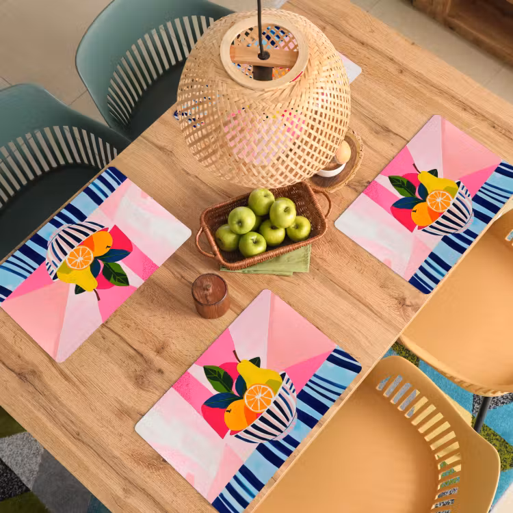 Fruit - Abstracte achtergrond - Roze Placemat vinyl groot -zzsfeer5_Kitchenyeah-website