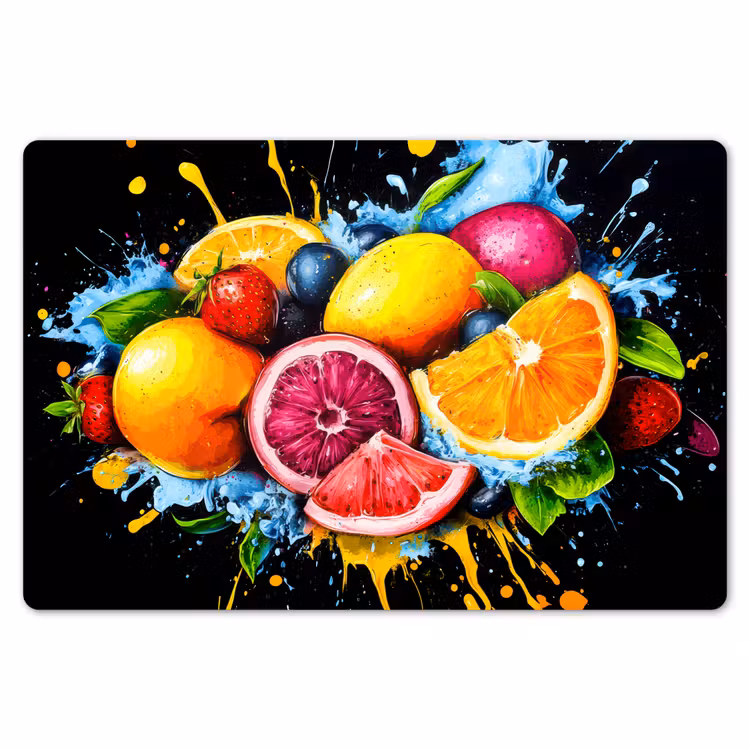 Fruit - Graffiti - Kleurrijk - Sinaasappel - Aardbei - Abstract Placemat vinyl groot -zzsfeer1_Kitchenyeah-website