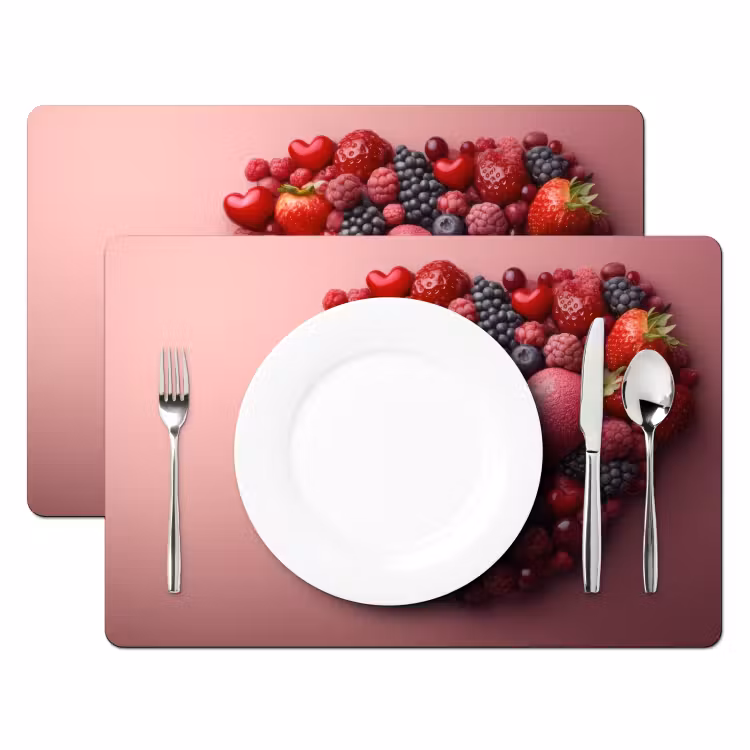 Fruit - Hartjes - Aardbeien - Frambozen - Bosbessen Placemat vinyl groot -zzsfeer2_Kitchenyeah-website