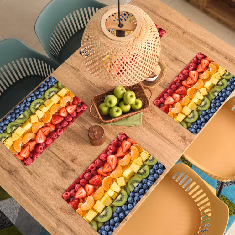 Fruit - Regenboog - Gezond - Kleurrijk Placemat vinyl groot -zzsfeer5_Kitchenyeah-website