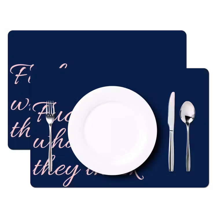 Fuck what they think - Blauw - Cursief Placemat vinyl groot -zzsfeer2_Kitchenyeah-website