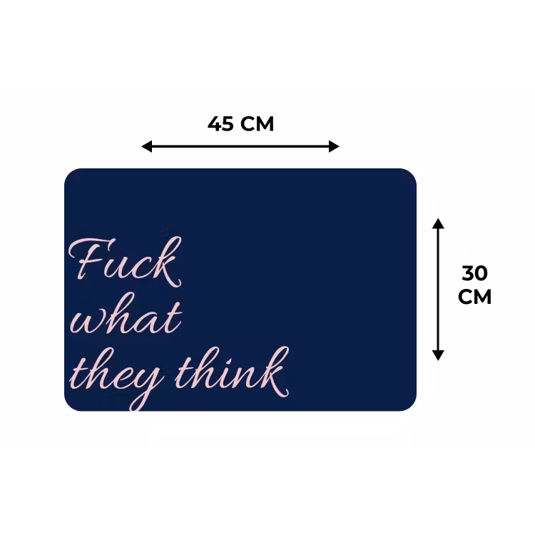Fuck what they think - Blauw - Cursief Placemat vinyl groot -specs