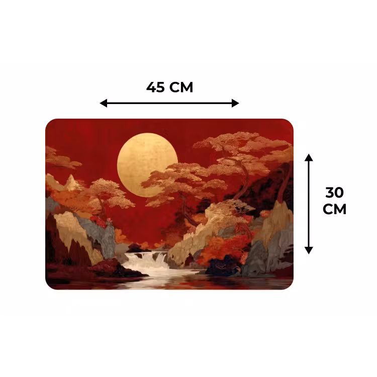 Volle maan - Landschap - Waterval Placemat vinyl groot -specs