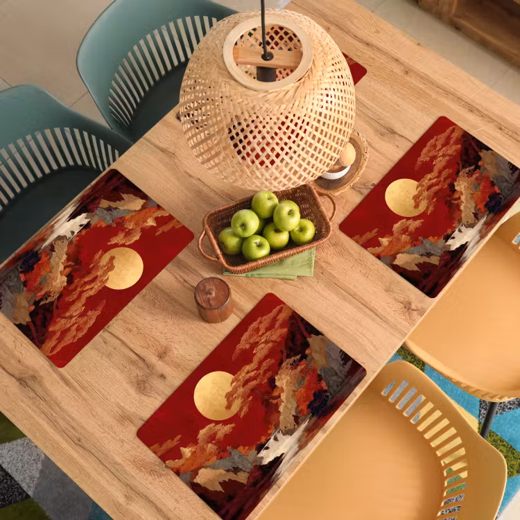 Volle maan - Landschap - Waterval Placemat vinyl groot -zzsfeer5_Kitchenyeah-website