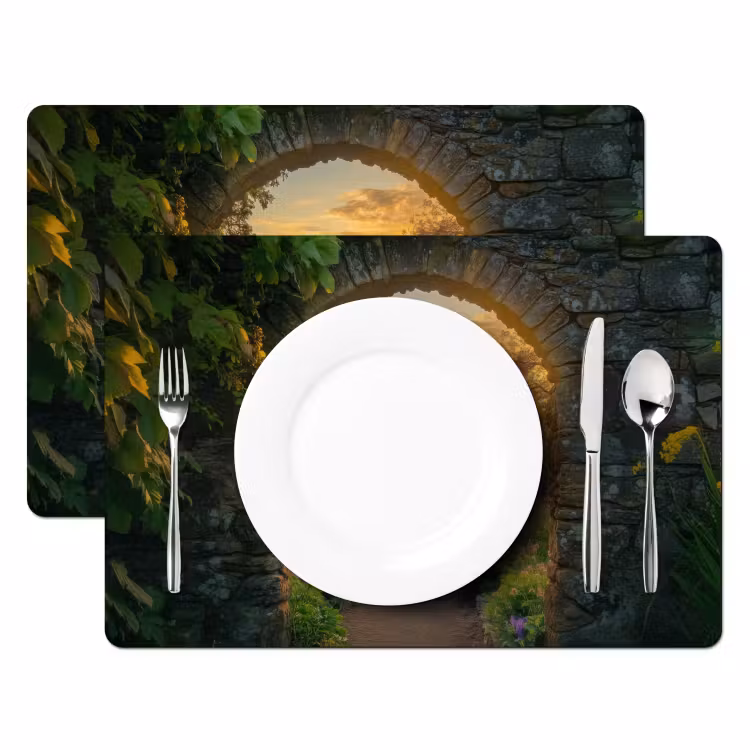 Poort - Planten - Zonsondergang Placemat vinyl groot -zzsfeer2_Kitchenyeah-website