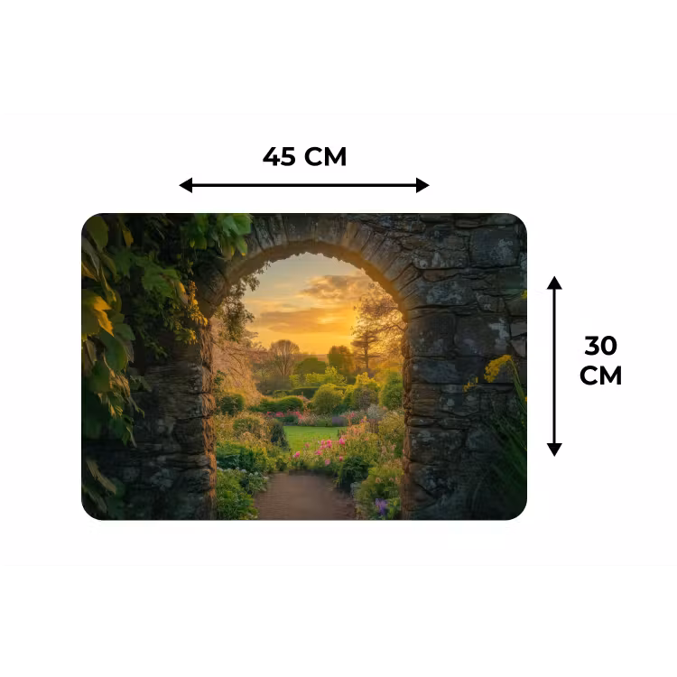 Poort - Planten - Zonsondergang Placemat vinyl groot -specs