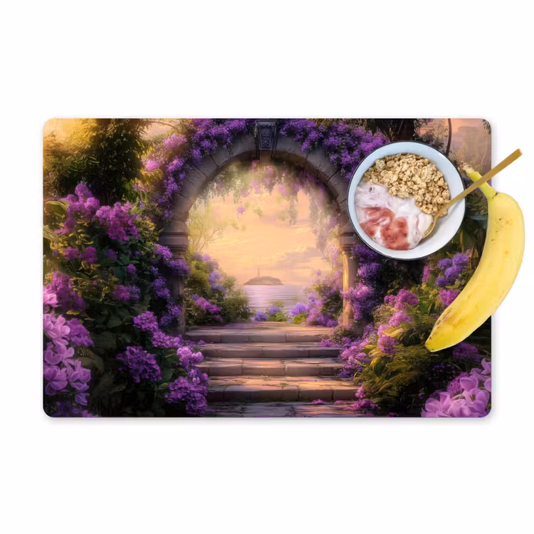 Poort - Paars - Bloemen Placemat vinyl groot -zzzproduct_Kitchenyeah-website