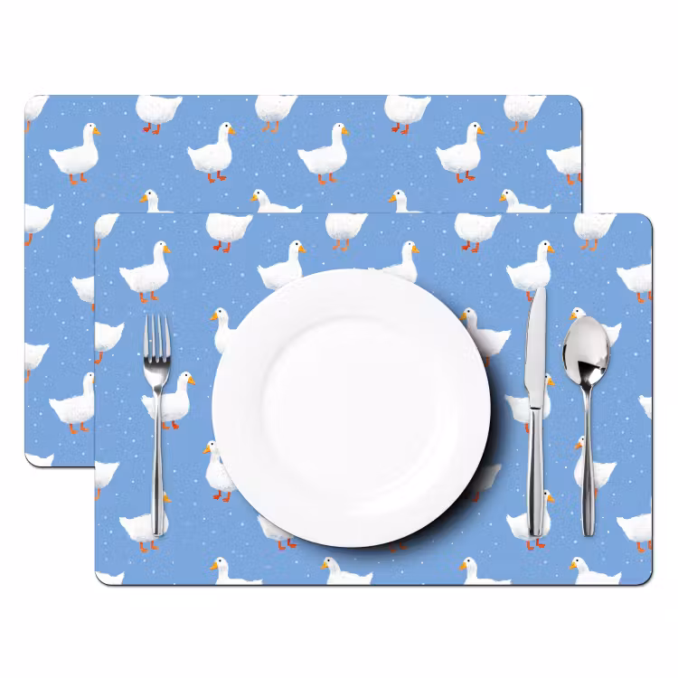 Ganzen - Elegant - Blauw Placemat vinyl groot 368 -zzsfeer2_Kitchenyeah-website