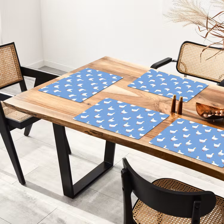 Ganzen - Elegant - Blauw Placemat vinyl groot 368 -zzsfeer4_Kitchenyeah-website