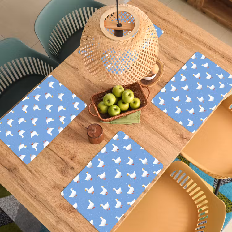 Ganzen - Elegant - Blauw Placemat vinyl groot 368 -zzsfeer5_Kitchenyeah-website