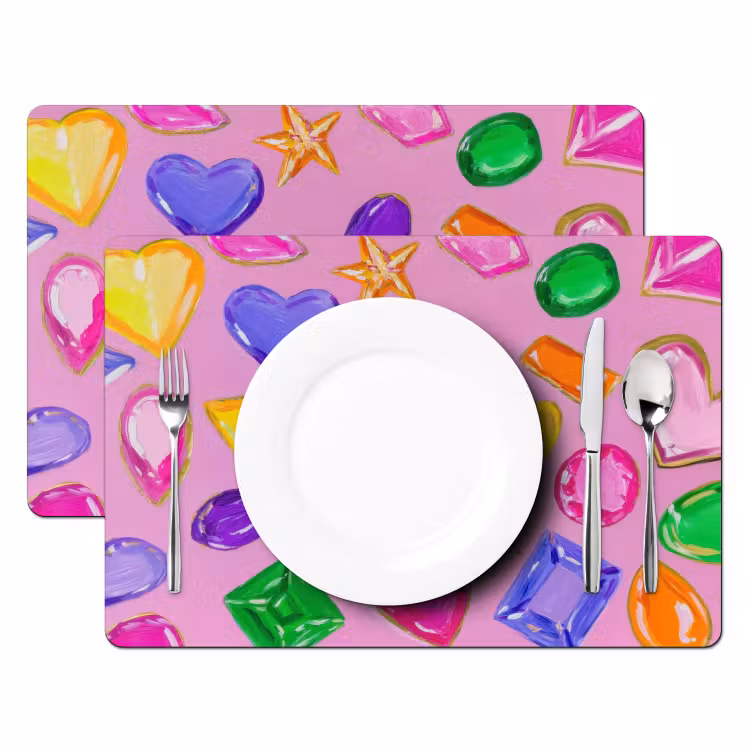 Edelstenen - Vormen - Hartje - Kleurrijk Placemat vinyl groot -zzsfeer2_Kitchenyeah-website