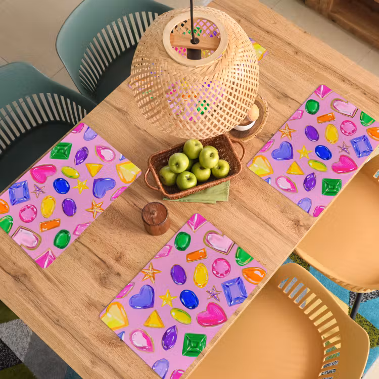 Edelstenen - Vormen - Hartje - Kleurrijk Placemat vinyl groot -zzsfeer5_Kitchenyeah-website