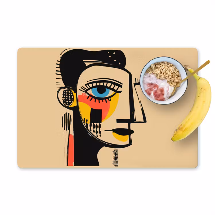 Geometrisch - Felle kleuren - Kubistische stijl Placemat vinyl groot -zzzproduct_Kitchenyeah-website