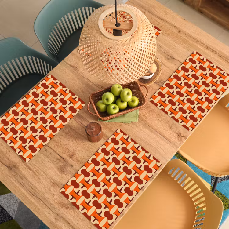 Geometrisch - Retro - Oranje Placemat vinyl groot 368 -zzsfeer5_Kitchenyeah-website
