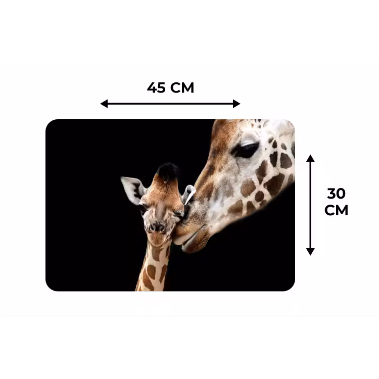 Giraffe - Dieren - Zwart - Portret - Dieren Placemat vinyl groot -specs
