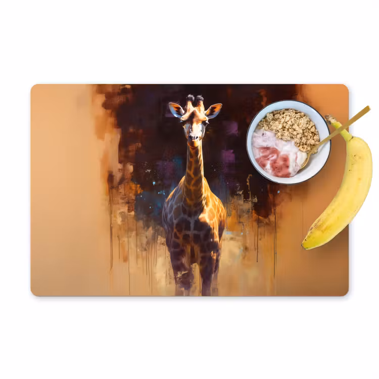 Giraf - Bruin - Abstract - Geschilderd Placemat vinyl groot -zzzproduct_Kitchenyeah-website