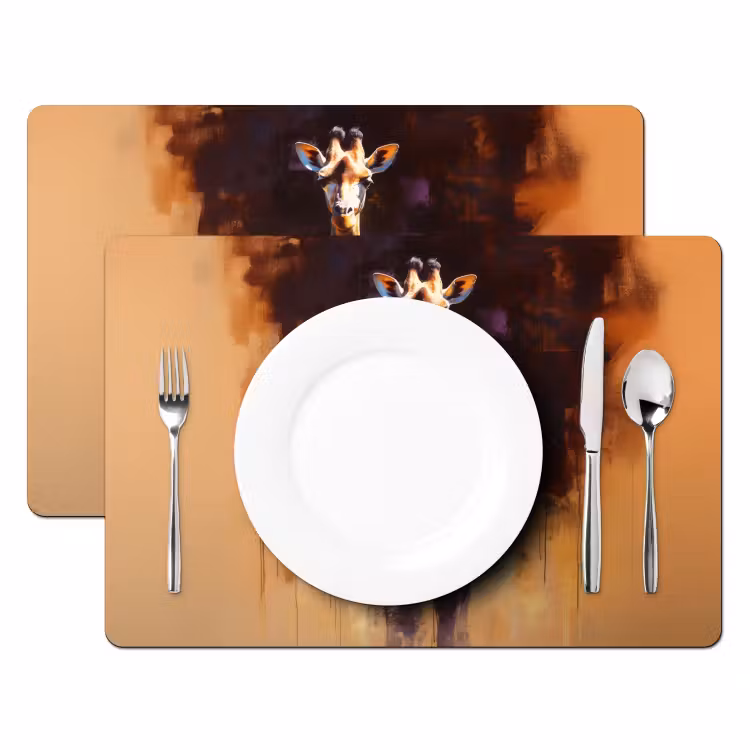 Giraf - Bruin - Abstract - Geschilderd Placemat vinyl groot -zzsfeer2_Kitchenyeah-website