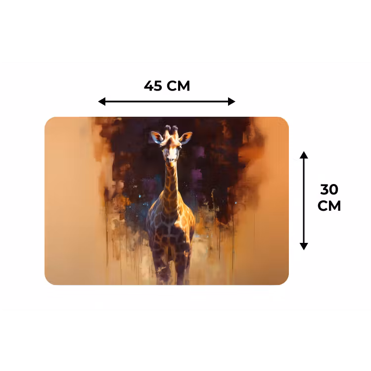 Giraf - Bruin - Abstract - Geschilderd Placemat vinyl groot -specs