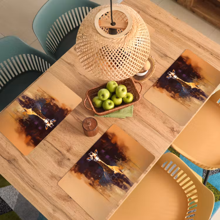 Giraf - Bruin - Abstract - Geschilderd Placemat vinyl groot -zzsfeer5_Kitchenyeah-website