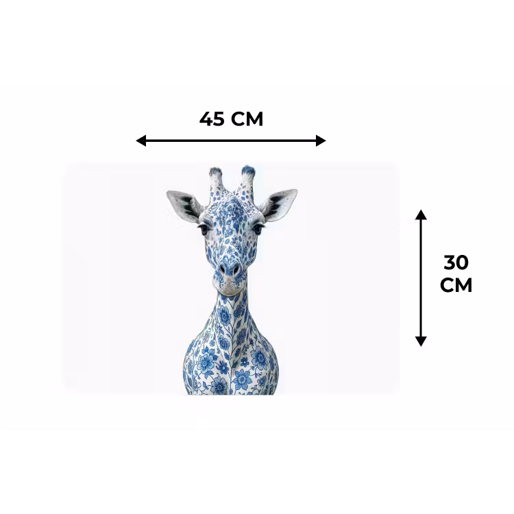 Giraffe - Delfts blauw - Dieren - Minimalistisch Placemat vinyl groot -specs
