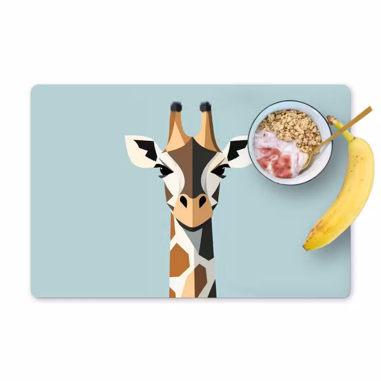 Giraffe - Illustratie - Bruin - Minimalistisch Placemat vinyl groot -zzzproduct_Kitchenyeah-website