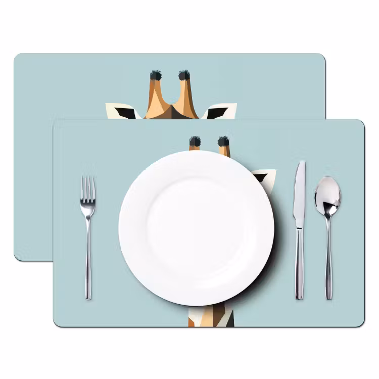Giraffe - Illustratie - Bruin - Minimalistisch Placemat vinyl groot -zzsfeer2_Kitchenyeah-website