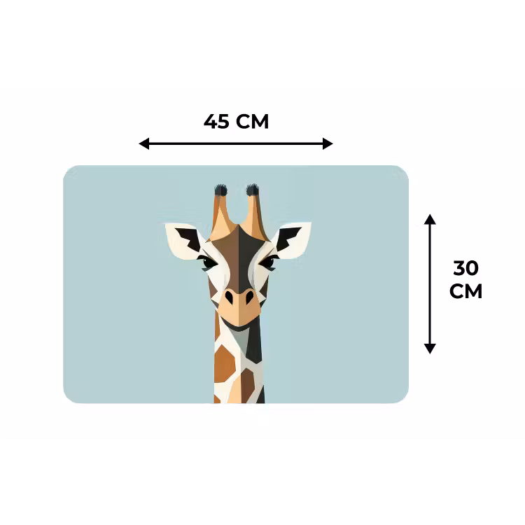 Giraffe - Illustratie - Bruin - Minimalistisch Placemat vinyl groot -specs