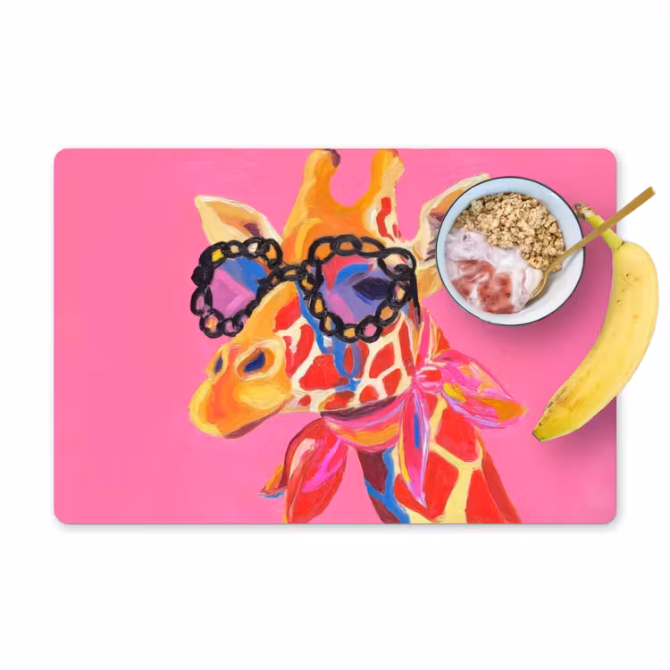 Giraf - Roze - Bril - Sjaal Placemat vinyl groot -zzzproduct_Kitchenyeah-website