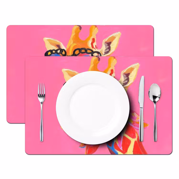Giraf - Roze - Bril - Sjaal Placemat vinyl groot -zzsfeer2_Kitchenyeah-website