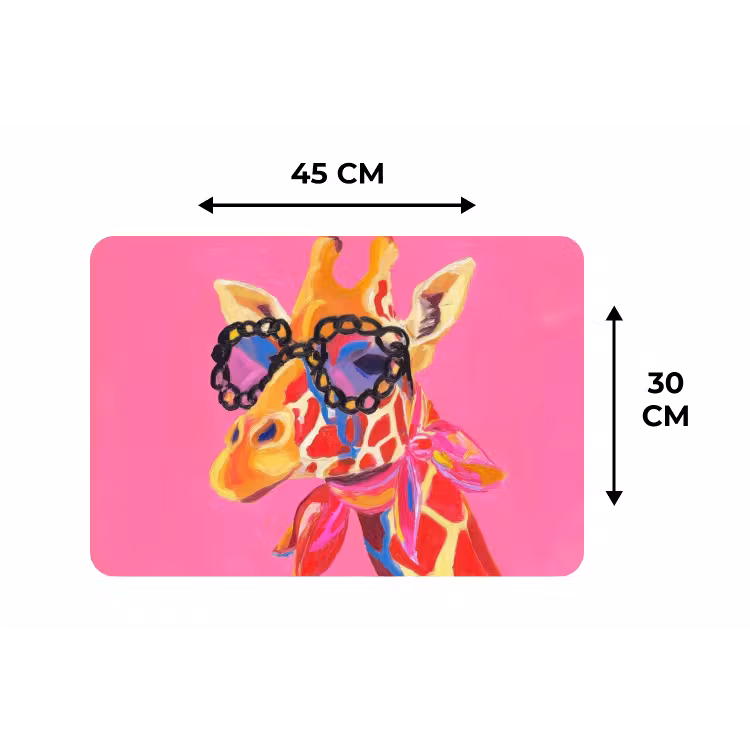 Giraf - Roze - Bril - Sjaal Placemat vinyl groot -specs