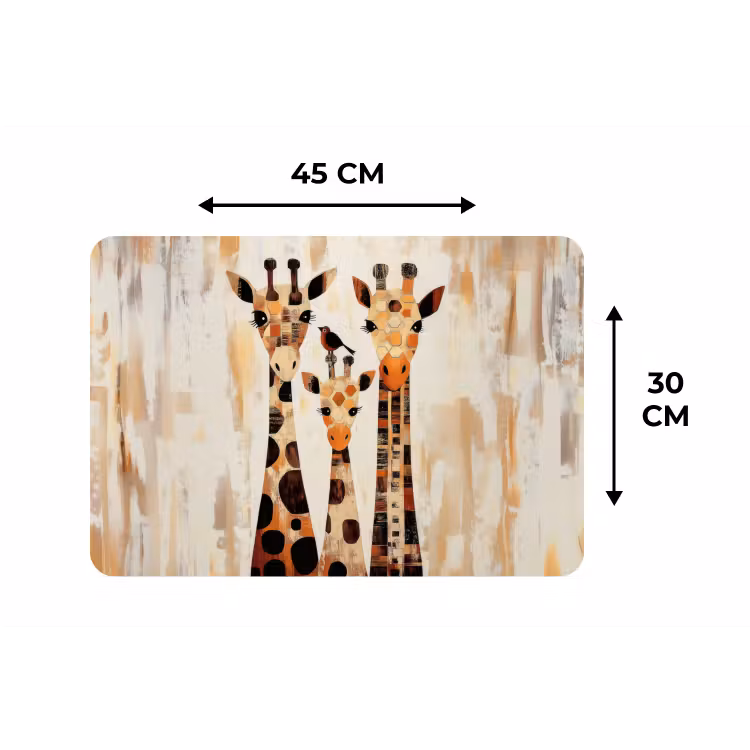 Giraffen - Cartoon - Crème Placemat vinyl groot -specs