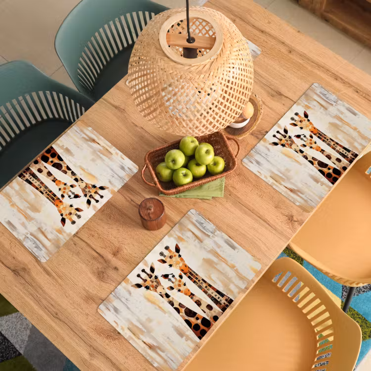 Giraffen - Cartoon - Crème Placemat vinyl groot -zzsfeer5_Kitchenyeah-website