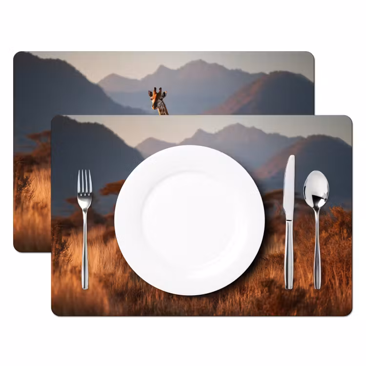 Giraffen - Hoog gras - Acaciabomen Placemat vinyl groot -zzsfeer2_Kitchenyeah-website