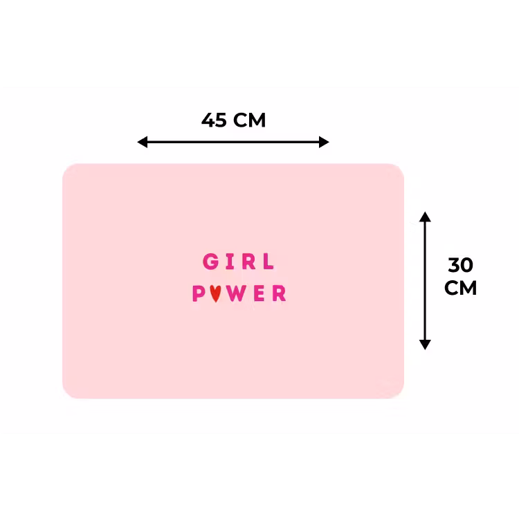 Girl power - Roze - Hartje Placemat vinyl groot -specs