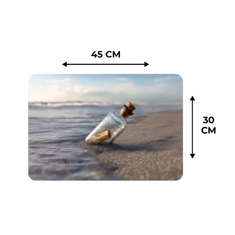 Glazenfles - Post - Zee - Zand Placemat vinyl groot -specs