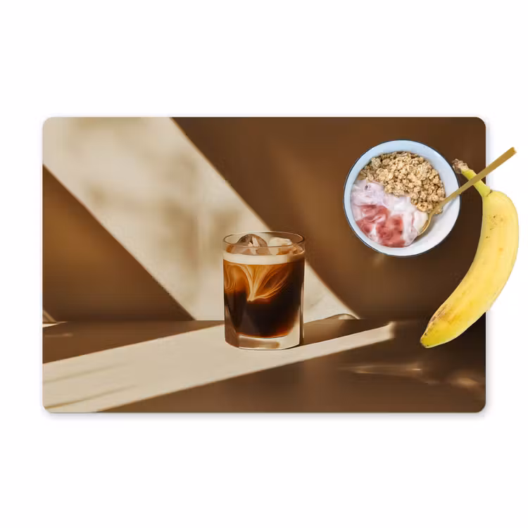Glas - Ijskoffie - Schaduw - Bruin Placemat vinyl groot -zzzproduct_Kitchenyeah-website