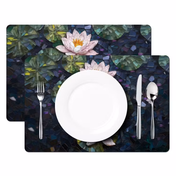 Glasstukjes - Leliebladeren - Vis - Oranje Placemat vinyl groot -zzsfeer2_Kitchenyeah-website