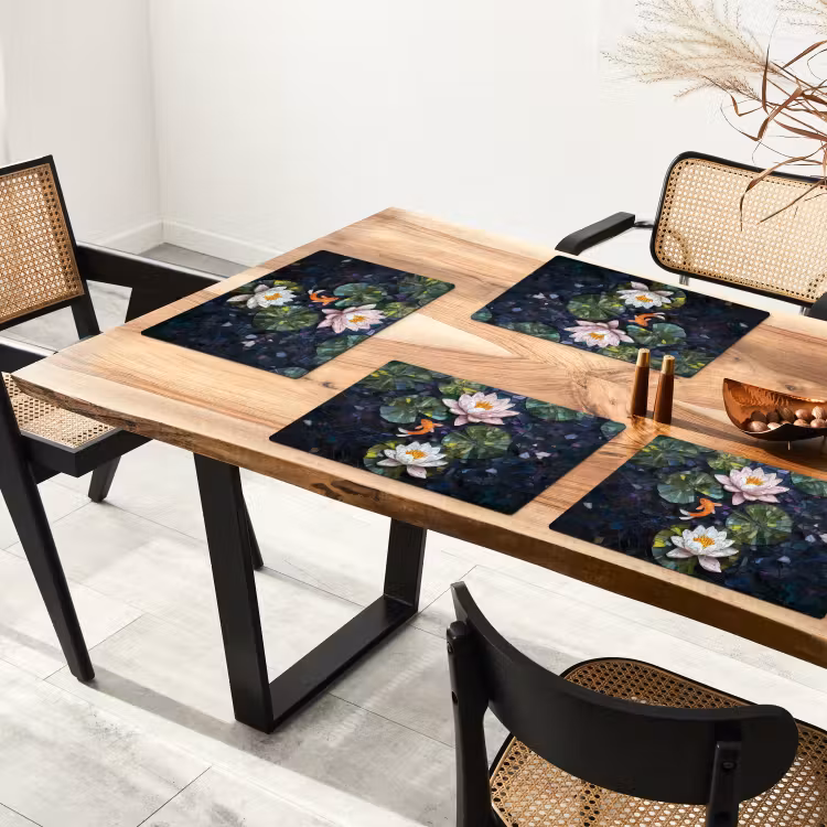 Glasstukjes - Leliebladeren - Vis - Oranje Placemat vinyl groot -zzsfeer4_Kitchenyeah-website