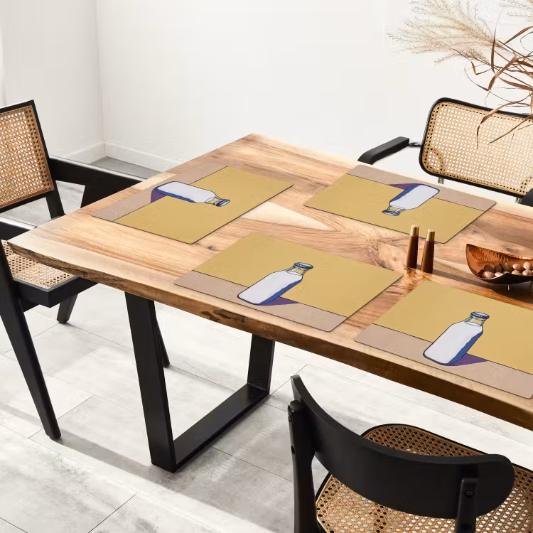 Glazen - Fles - Illustratie - Melk Placemat vinyl groot -zzsfeer4_Kitchenyeah-website