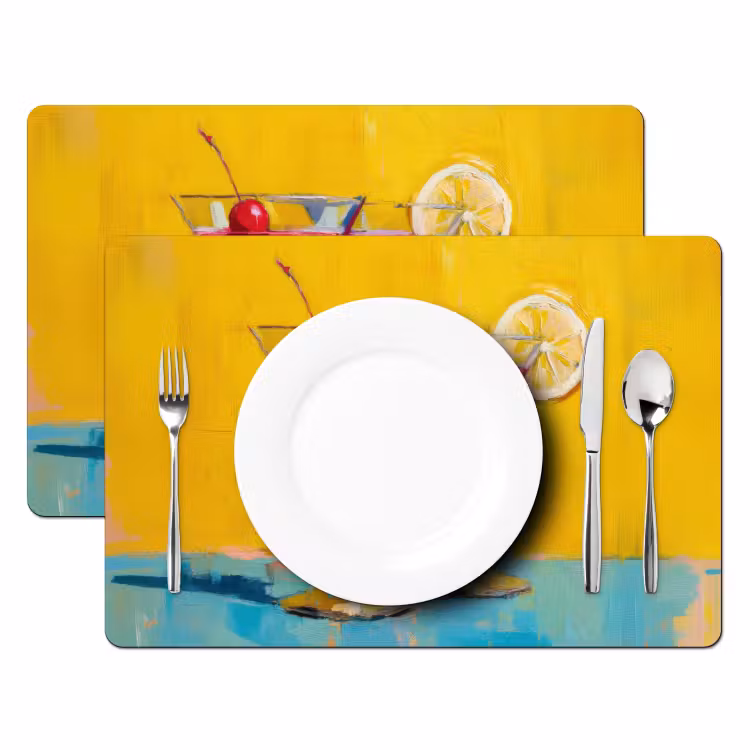 Glazen - Cocktail - Citroen - Kers Placemat vinyl groot -zzsfeer2_Kitchenyeah-website