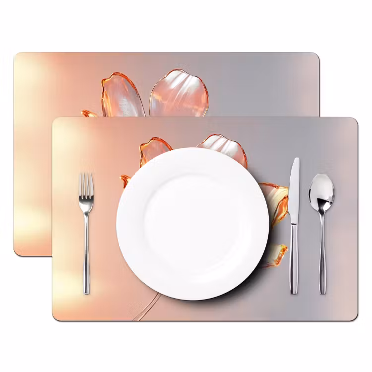 Glazen - Bloem - Roze Placemat vinyl groot -zzsfeer2_Kitchenyeah-website