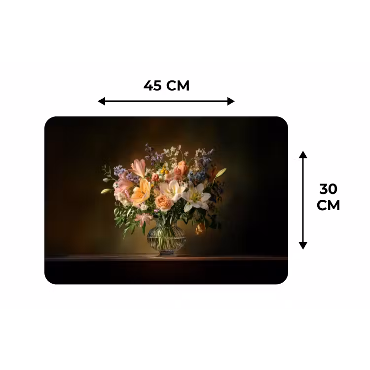 Glazen - Bloemen - Boeket - Kleuren Placemat vinyl groot -specs