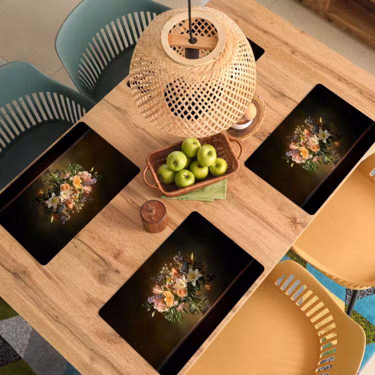 Glazen - Bloemen - Boeket - Kleuren Placemat vinyl groot -zzsfeer5_Kitchenyeah-website