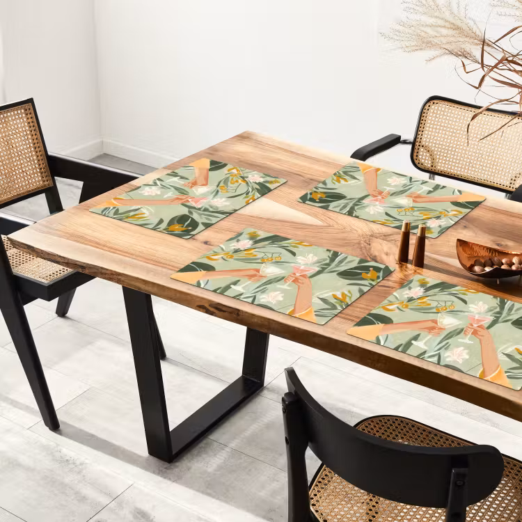 Glazen - Proosten - Bladeren - Groen Placemat vinyl groot -zzsfeer4_Kitchenyeah-website