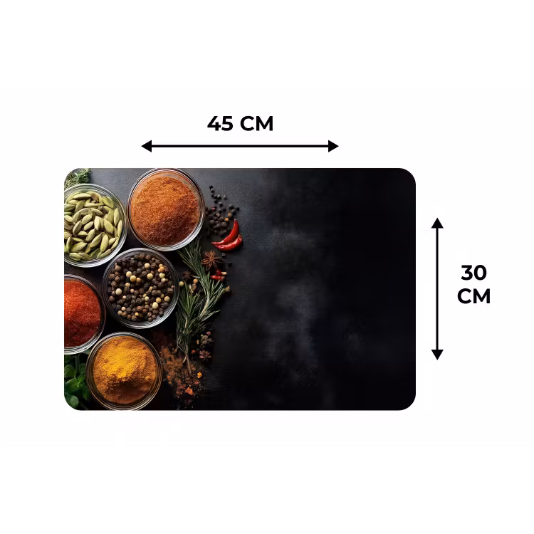 Glazen - Bakjes - Blaadjes - Kruiden Placemat vinyl groot -specs