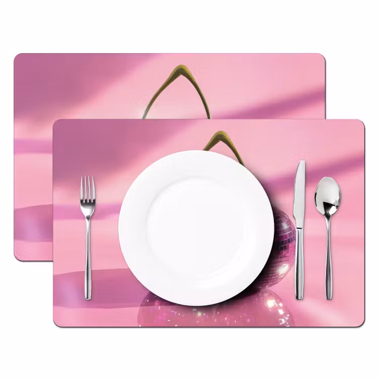 Glitter - Discobol - Roze - Kersen Placemat vinyl groot -zzsfeer2_Kitchenyeah-website