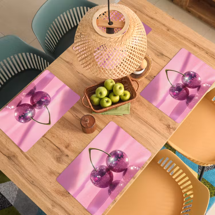 Glitter - Discobol - Roze - Kersen Placemat vinyl groot -zzsfeer5_Kitchenyeah-website